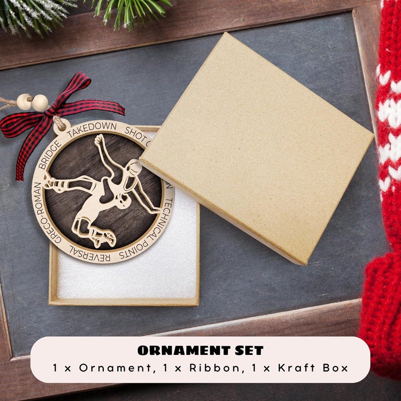 MAPDTWO Wrestling Christmas Ornament - Wrestling Ornaments, Wrestler Ornaments for Christmas Tree - Sports Gifts for Men, Boys, Girls, Lovers, Wrestlers, Fans - Wrestlers Gifts - Wood Ornament 2025 - Image 3